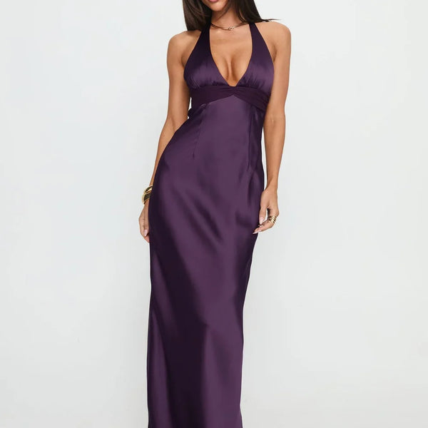 Satin Halter Maxi Dress
