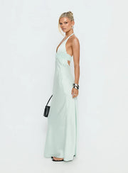 Satin Halter Maxi Dress