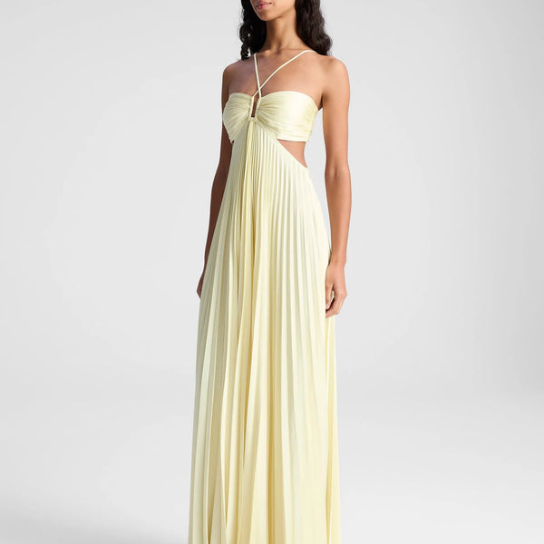 Satin Pleated Maxi Dress